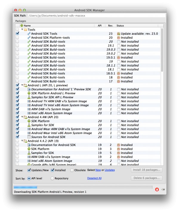 안드로이드 SDK Android SDK Manager